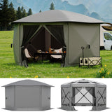 Garvee Sechseckiger Pop-up-Pavillon mit, 3,4 m, 3,4 m, Sechsseitige Konstruktion, Grau - Grau