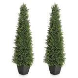 Garvee Künstlicher Zedern-Topiary Baum 48 Zoll, UV-beständig, Realistisch, Holzstamm, Wetterfest, 2er Set, Weihnachtsdeko Außenbereich Grün - grün