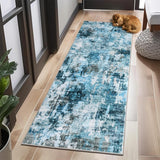 GARVEE Waschbarer Teppich 80 x 150 cm, Rutschfester Wohnzimmerteppich in Blau, Weich & Pflegeleicht, Faltbarer Kurzflor Teppich für Schlafzimmer, Esszimmer & Flur - Blau