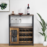 Garvee Weinbar Schrank ohne Beleuchtung, Verstellbare Regale, Mesh Tür, 92 cm, MDF & Metall - Retro