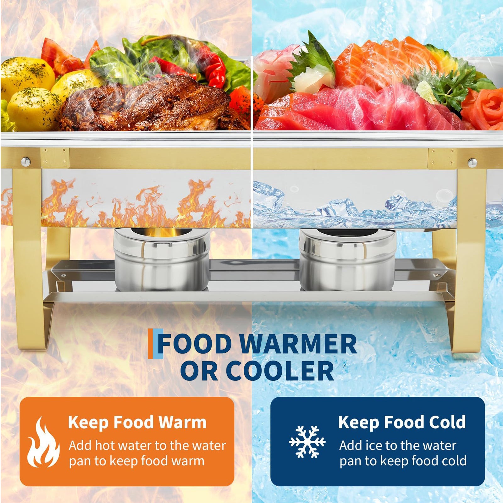 Garvee Chafing Dish 8QT Edelstahl Dual-Temperatur Warmhalteplatte Für Party Catering Buffet Hotel Restaurant Mit 6 Teilen Set