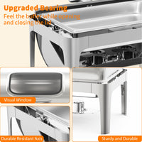 Garvee 9QT Edelstahl Buffet Heißhalter mit Sichtdeckel Wasserbad Warmhaltesystem für Partys Hochzeit Catering