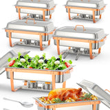 Garvee Chafing Dish 8QT Edelstahl Dual-Temperatur Warmhalteplatte Für Party Catering Buffet Hotel Restaurant Mit 6 Teilen Set - Roségoldene Ständer