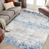 GARVEE Abstrakt Großer Moderner Teppich 160x230cm Grau Blau | Fleckenresistent, Rutschfest & Weich | Für Esszimmer & Kinderzimmer - Grau Blau