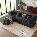 Garvee Modulares Ecksofa mit Chaiselongue, Dunkelgrauer Chenille, Wohnzimmer, Tiefe Sitze, Hochdichter Schaumstoff - Dunkelgrau