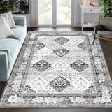 Garvee Boho-Teppiche Waschbare Rutschfester Dünner Überwurf Teppich Für Wohnzimmer Esszimmer Schlafzimmer Küche Büro 120x170 cm Grau