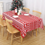 Garvee Weihnachtstischdecke Quadratisch 52x52 Zoll Wasserdicht Fleckenresistent Polyester Schneeflocken & Rentier Design Weihnachtsfeier Zuhause - Rot