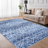 Garvee Maschinenwaschbarer Boho-Teppich Rutschfeste Kurzflor-Fußmatte für Schlafzimmer und Wohnzimmer, Blau, 120 x 170 cm