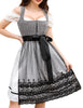 Garvee Damen Trachten Midi Dirndl 3Tlg. Für Oktoberfest Fasching & Karneval Grau 34