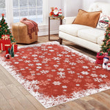Garvee Weihnachtsteppich Mit Farbverlauf Schneeflocke, Waschbar Rutschfest Für Badezimmer Esszimmer Wohnzimmer, 80 X 150 Cm, Modern