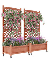 Garvee Holz Hochbeet Mit Rankgitter & Rollen Für Terrasse Und Garten 75x33x150cm Fichtenholz