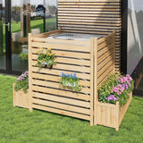 Garvee 33x40 Zoll Outdoor Sichtschutzzaun Holz Mit Pflanzkasten Für Terrasse Und Garten, Wetterfest, Stabil, Freistehend, Naturholz - Holz