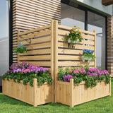 Garvee Sichtschutzzaun mit integrierter Pflanzbox – 2-teiliger, freistehender Holz-Paravent (ca. 86 x 102 cm), ideal für Klimaanlage, Mülltonnen & Pool im Garten - 