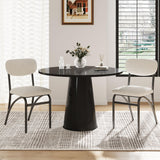 Garvee Esszimmerstühle 2er-Set, mit Rückenlehne, gepolstert, rostbeständig, Bouclé & Stoff, Modern, Beige