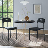 Garvee Esszimmerstühle 2er-Set, gepolstert mit Stoff, Metallbeine, Landhausstil, Schwarz - Schwarz