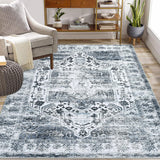 Garvee Vloerkleed Wohnzimmer Teppich Superzart Waschbar Ultradünn Oster Blumenmuster Grau 160x230 Büro & Apartment