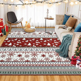 Garvee Wohnzimmer Teppich Groß Weihnachtsdeko 200x290 cm Rot-Grün Elch Waschbar Rutschfest Weicher Kurzflor Rug - Rotgrün