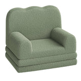 GARVEE Kindersofa 2-in-1 ausklappbar, Kinder-Sessel und Liege mit weichem Sherpa-Bezug, waschbar, bis 68 kg, Grün - Grün