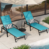 GARVEE Verstellbare Gartenliege 2er-Set, 5-fach Verstellbare Rückenlehne, Atmungsaktives Textilene-Gewebe, Wetterfeste Metallstruktur für Terrasse, Pool und Garten, Himmelblau - Himmelblau