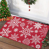 Garvee Weihnachts-Fußmatte 50 x 80 cm Rot Waschbare Fußmatte für den Innenbereich Rutschfest Mit Schneeflockenmuster