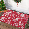 Garvee Weihnachts-Fußmatte 50 x 80 cm Rot Waschbare Fußmatte für den Innenbereich Rutschfest Mit Schneeflockenmuster