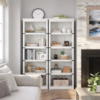Garvee 5-stöckiges Bücherregal 62 x 32 x 171 cm, stabiles Standregal aus MDF im Kolonialstil, graues Holzregal mit Stauraum für Wohnzimmer, Büro & Arbeitszimmer, Weiß