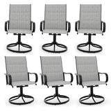 Garvee Patio Drehstuhl Set 6 Stk Gepolstert Mesh Stahl Robust Ergonomisch Komfortabel Grau Für Garten Terrasse 19.5x20x40 Zoll - Grau With Padded