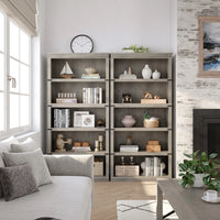 Garvee Bücherregal 171 cm, 5-stöckiges Standregal im Landhausstil, offenes Holzregal mit 5 Ablagen und Stauraum, für Homeoffice, Wohnzimmer & Schlafzimmer, Grau