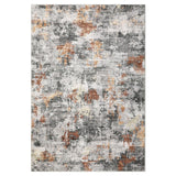 GARVEE Waschbarer Teppich 80 x 150 cm, Rutschfester Wohnzimmerteppich in Grau-Orange, Weich & Pflegeleicht, Faltbarer Kurzflor Teppich für Schlafzimmer, Esszimmer & Flur - Orange-Grau