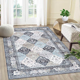 Garvee Marokkanischer Teppich Waschbar Rutschfest 80 x 150 cm Für Wohnzimmer & Kinderzimmer - Blau
