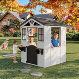 Garvee Kinder-Spielhaus Aus Zedernholz Mit Niederländischer Tür, Veranda, Spielküche Für Garten Und Patio, 44x47x60 Zoll, Wetterfest