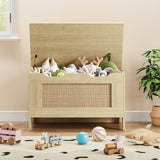 Garvee Aufbewahrungsbox Holz Mit Sicherheits-Scharnier, Soft-Close Deckel, Farmhouse Stil, Natur-Eiche Für Wohn- & Spielzimmer, 350 lbs Tragkraft - weiß