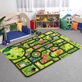 GARVEE Extra Großer Kinderteppich Spielmatte Stadtleben Verkehrsstraßen 140x200 cm Bunt Weich Sicher Für Spielzimmer - Schwarze Straße