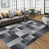 Garvee Moderner Kurzflor Teppich Mit Konturenschnitt Und Geometrischem Muster Für Wohnzimmer Und Schlafzimmer, 200x290 cm, Schwarz
