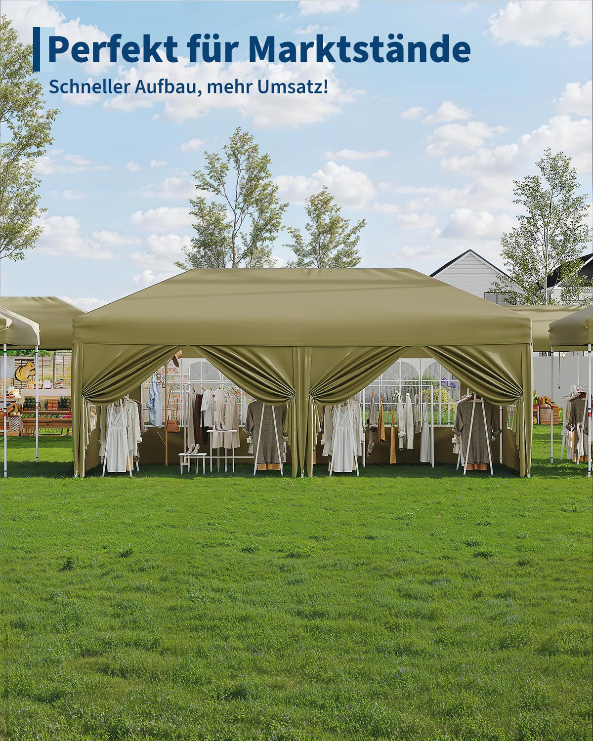 GARVEE Faltpavillon 3 x 6 m in Khaki