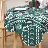 Garvee Runder Weihnachts-Tischdecke 60 Zoll Grün Wasserabweisend Fleckenresistent 100% Polyester Schneeflocken & Rentier Design Xmas Party Zuhause - Grün