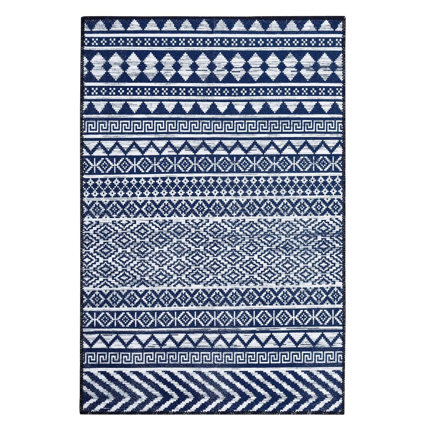 Garvee Maschinenwaschbarer Teppich Wasserdichter Vintage-Teppich Rutschfest Kurzer Flor 120 x 170 cm Mehrfarbig