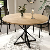 Garvee 47 Zoll Runder Esstisch Aus Eiche Mit Metallgestell Für Küche & Esszimmer, 47.2 Zoll, Braun - Eiche