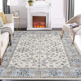 Garvee Teppich 200 × 290 cm waschbar, weicher Vintage-Wohnzimmerteppich mit Boho-Muster, rutschfester Kurzflor-Teppich für Wohnzimmer & Schlafzimmer, Beige - Beige