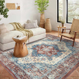 Garvee Vintage Teppich 80 x 150 cm, Orientalisches Design, Rutschfest, Waschbar, Für Wohnzimmer & Esszimmer - Ziegelrot