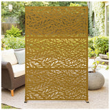 GARVEE Metall Sichtschutz 183 x 119 cm, freistehender Garten-Paravent, Wetterfest, Rostfrei und Stabil, Sichtschutz für Terrasse, Balkon und Garten, Blätter-Design - Braun