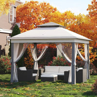 Garvee Pop Up Pavillon 335×335 cm, Mit Moskitonetz, Wasserdicht, UV-Schutz, Höhenverstellbar, Grau