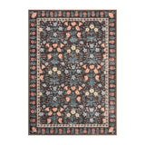 Garvee Boho Teppich Kurzflor Rutschfest Mit Vintage Blumenmuster Für Flur Und Spielzimmer 80x150cm Schwarz