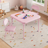 Garvee Set De Mesa Y Sillas Plegables Para Niños, Estructura Metálica, Cuero PU, Aula Y Camping, Duradero, Seguro - 