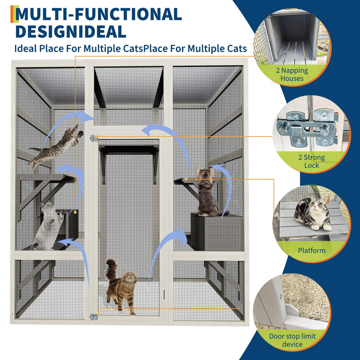 Weißes Outdoor Katzenhaus mit wasserdichtem Dach und Fensteranschluss
