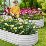 Garvee Hochbeet Metall Oval Mit Aluminium-Magnesium-Zink-Lackierung Für Garten, Flexibel, Rostfrei, Wetterbeständig, Modernes Design - 