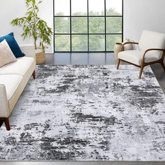 GARVEE Abstrakter Moderner Teppich Bereichsteppich 200x290cm Grau | Maschinenwaschbar, rutschfest & Kurzflor | Großformatiger für Wohnzimmer