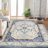 Garvee Vintage Boho Teppich 120x170cm – Waschbarer Kurzflor Teppich Mit Rutschfester TPR-Rückseite Für Wohnzimmer, Schlafzimmer & Büro - Blau