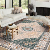 Garvee Boho Vintage Teppich 240x340 cm Waschbar Weiches Faux Lammfell Rutschfest Für Wohnzimmer Schlafzimmer Büro Mehrfarbig - Grün