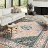 Garvee Boho Vintage Floral Teppich 200x290 cm – Waschbarer Kunstfellteppich mit Rutschfester Rückseite für Wohnzimmer, Schlafzimmer & Bad